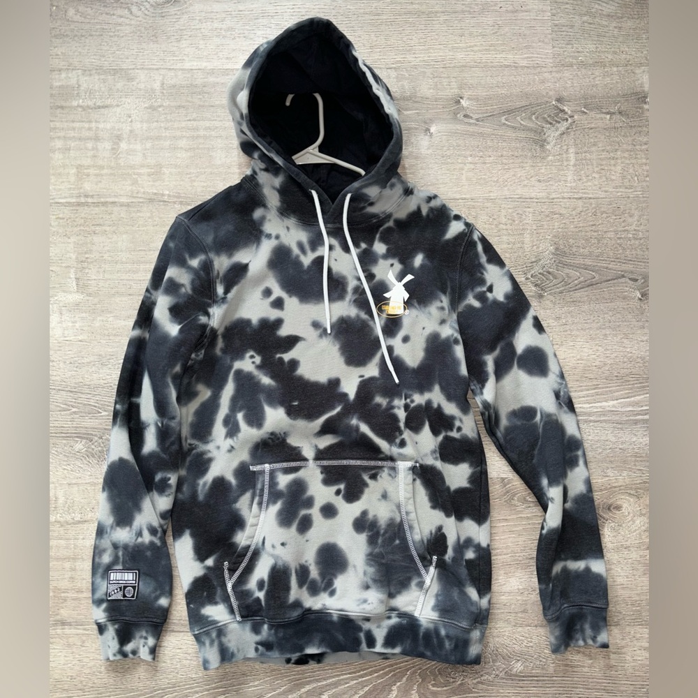 DUTCH BROS HOODIE TYE DYE BLACK GREY MEDIUM